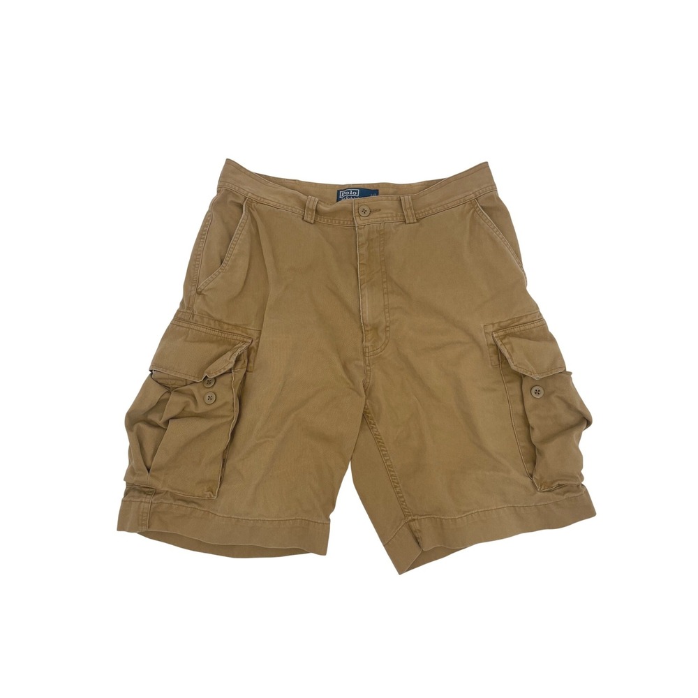 Polo Ralph Lauren Cargo Shorts Mens 34 Tan Cotton Chino Classic Utility Vintage